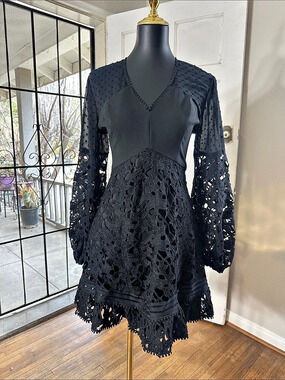 IN A Black Lace Mini Dress Size Small Like New